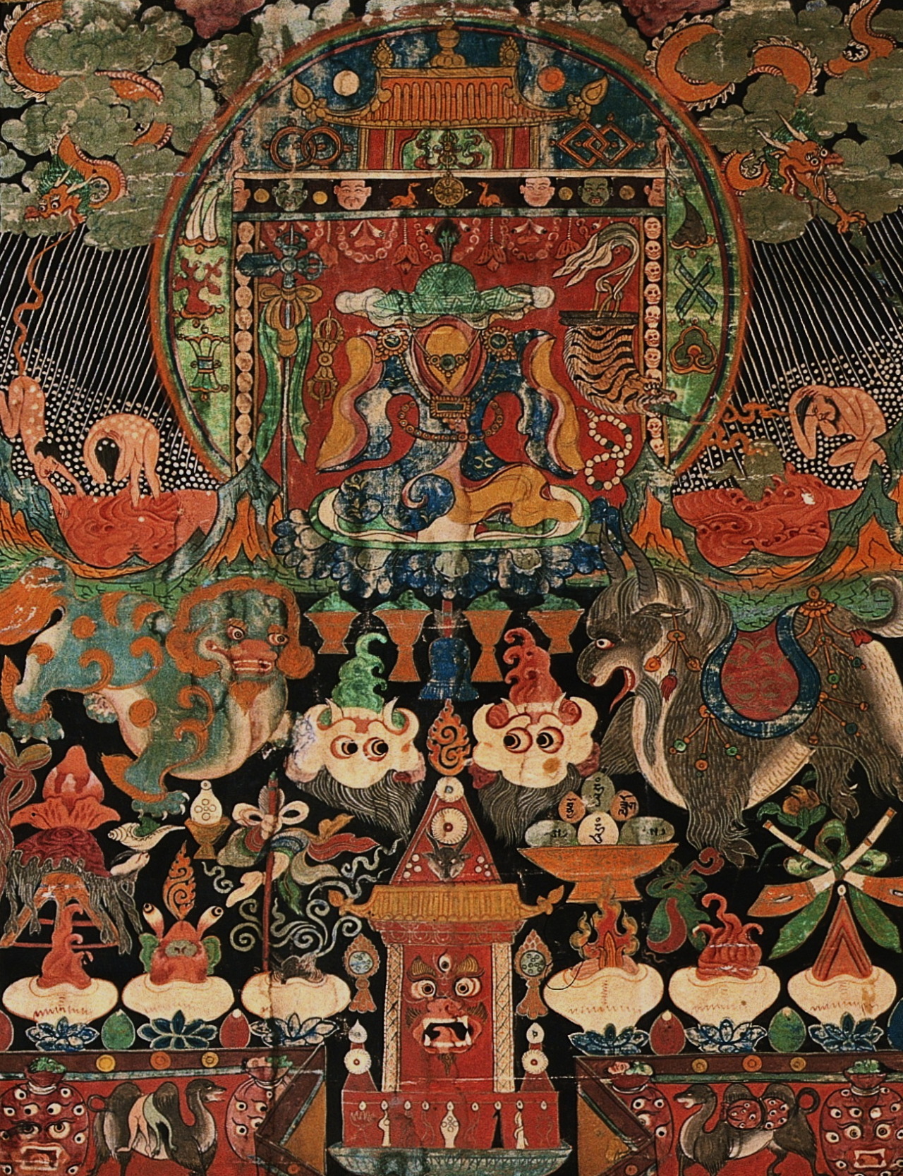 magictransistor:  Tantric Banners. Yama Dharmaraja, Las-Mkhan Putra Min Srin, Vajrabhairava,