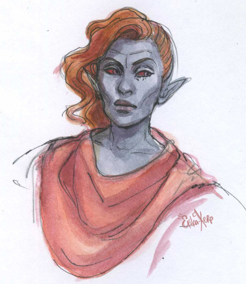 erika-xero:Watercolor sketches of my Dragonborns, Champion of Cyrodiil and Nerevarine (yep, I love d