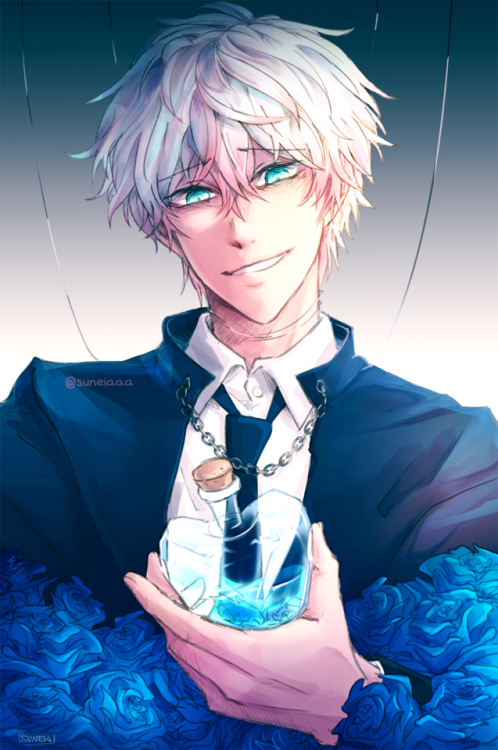 headphonesuneia: Dark suit Saeran illust (Mystic Messenger/Ray Route)|| twitter || ig || *do no