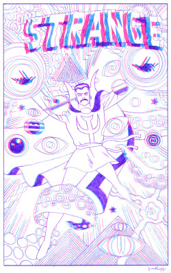 jimrugg:  Dr. Strange 3D 11 x 17 in., ballpoint pen on 20 lb. multipurpose paper  God man