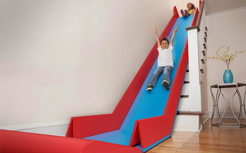 odditymall:The SlideRider turns your stairs into a slide and is great for kids on