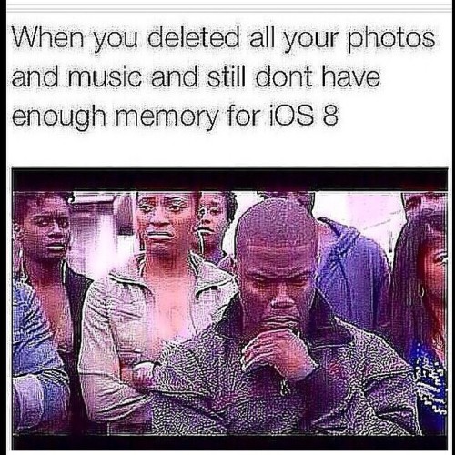 jclusive04:  The struggle!!!! #ios8 #iphone5s  If I get the #iphone6 it will be 64gb. #BooBearToldMe