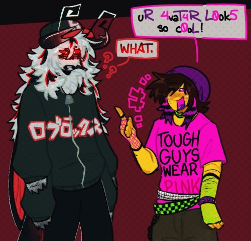 INFECTED (right): uR 4vaT4R L0ok5 so c0oL! (ur avatar looks so cool!)
PEST (left, visibly confused): what.