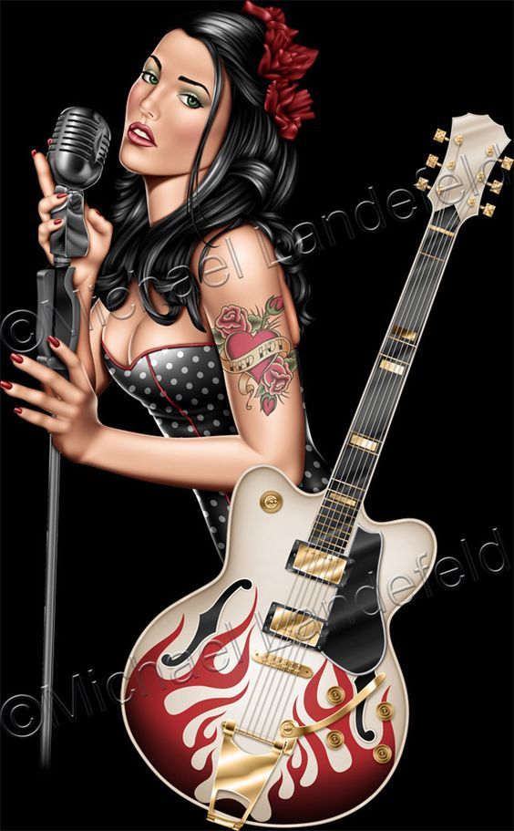 rockabillychickus:  rockabillychickus:  a rockabilly girl and her guitar… FANTASTIC.
