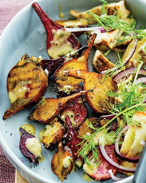 sweetpaulmagazine:  Grilled Beets &amp; Havarti Cheese with Mustard VinaigretteNo