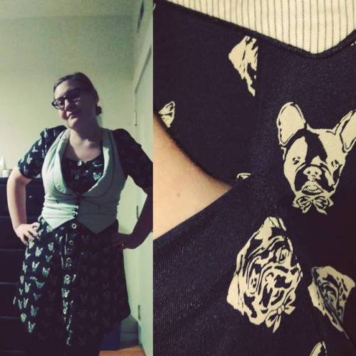 When your dress has dog faces and pockets and is thus essentially the perfect garment. #ootd #litera