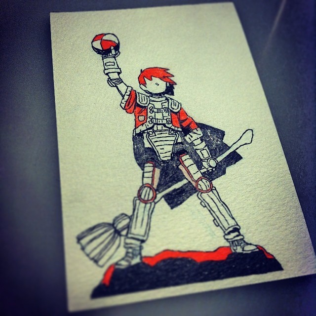 jakewyattriot:  Weasley is our King.  Ink and colored pencil on paper for #WizardingWednesday.