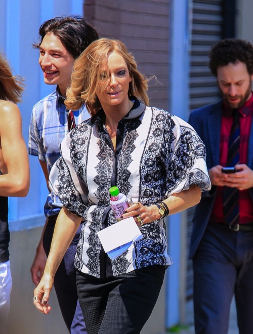 weneedtotalkaboutezramiller:Ezra Miller &amp; Tilda Swinton in NYC, June 3, 2014, filming ‘Trainwrec