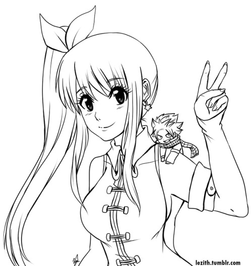 lezith:A little lineart about Lucy and chibi Natsu because I really love them! I’m gonna add color l