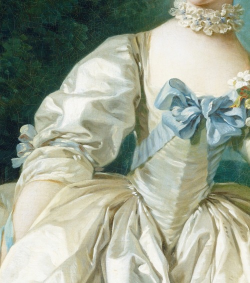 duchessofpowderedwigs: Details from ‘Madame Bergeret’ by Francois Boucher, probably 1766