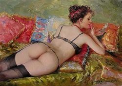 artbeautypaintings:  Le poudrier - Konstantin Razumov