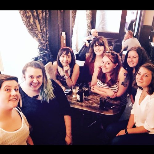 hideouspumpkin: a-littlelessconversation: Photo of us with the lovely people we’ve met on our 