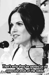 savioursqueen:   requested by buffytardis  Lana Parrilla + the seating arrangements [aka the subtle way of pointing out how she and Jen are always seated so far away from each other] 