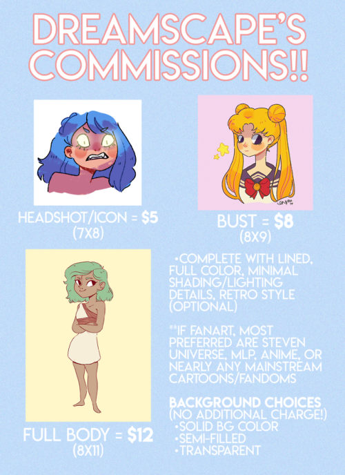 How to commission me: Send me a dm of the following: Paypal email and account name Type (bust, full 