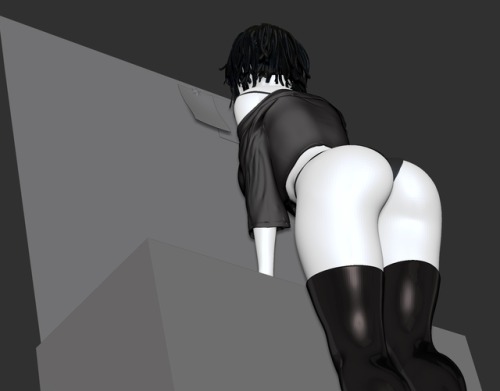 thegoldensmurf: thegoldensmurf:  3D Fubuki getting ready - WIP Based on Murata’s drawing. 360° video here:   Tried quickly to make some render test on keyshot, and while I was adding some materials, I randomly put the mirror one on the ground. Oh