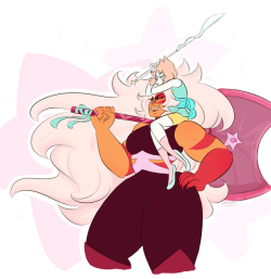 jasker:  uh-oh, dont get in the way of these crystal gem girlfriends they’ll kick ur ASS@thunderflan totally drew jasper with a giant pink axe and i really felt like i also needed to *m*