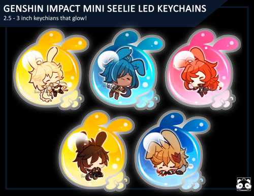 NEW MERCH!!Genshin Impact merchandise in my shop! Sleepy Seelie Bunny LED Keychains and Hologram Sti