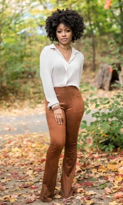 ecstasymodels:  Per(suede) Me   Outfit Deets: suede, flared trousers Forever21// silk blouse: H&amp;M// suede laced booties: Gap// faux fur coat: Forever21  Photographer: Mike Instagram @Fallapartmike Fashion By CottonCandyPumps.com    