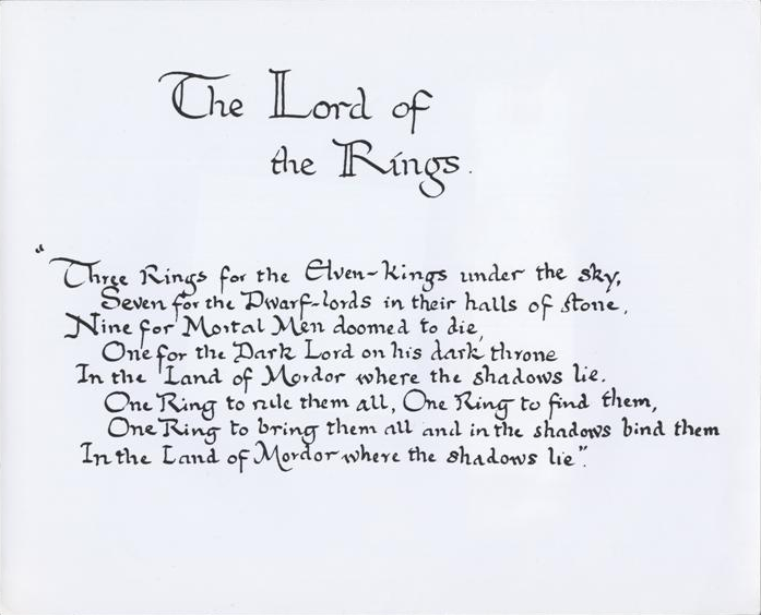 Calligraphy by J.R.R. Tolkien