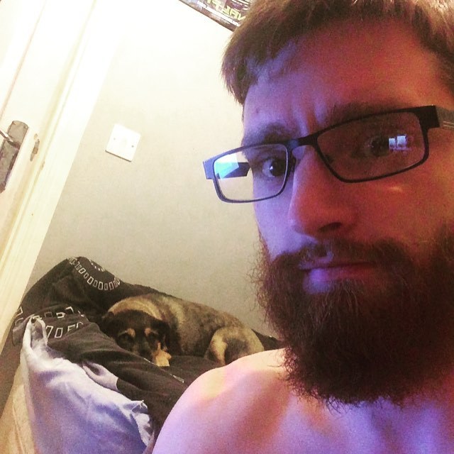 She came up to listen to Nirvana with me. This dog has good music taste.