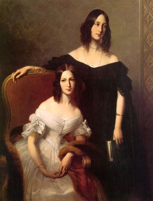 the-garden-of-delights: “Portrait of Two Sisters” (1840) by Edouard Louis Dubufe (1820-1