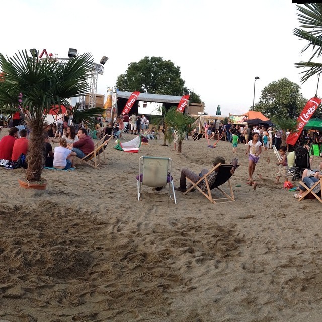 The beach that towns in Europe import in and set it up in center city. #beach #europe