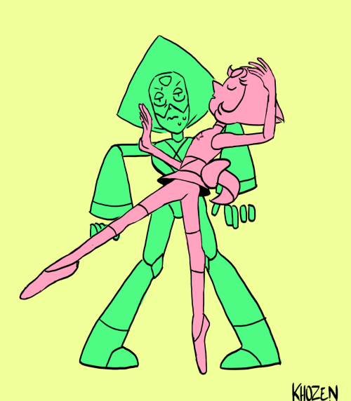 khozen:Pearl and Peridot fusion, Prehnite!! don’t know what their fusion music would be but i’ve bee