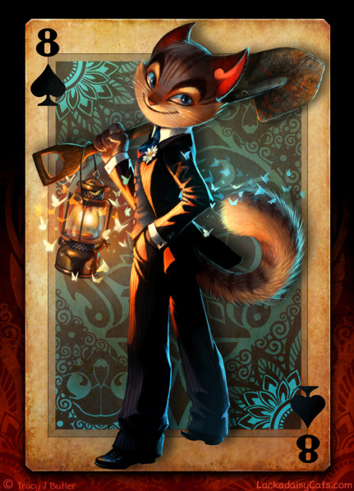 lackadaisycats: Some more playing card art.  Messing around with what the pip cards will look l