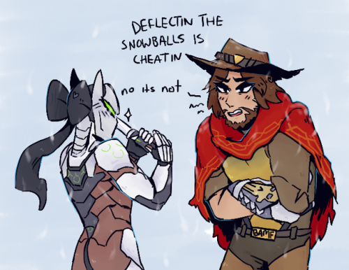 anthraxcakemix:  *strikes a pose again* mcgenji week day 3 snow !!! i love snow i wish it was snowing where i live Right Now