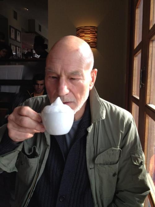 rocketfists:  eddplant:  breannaclassic:  So Patrick Stewart’s twitter is the cutest thing ever.  Did he hire a twitpiccer or does he have extremely accommodating friends  If Patrick Stewart asks you to take a picture of him looking triumphant in a