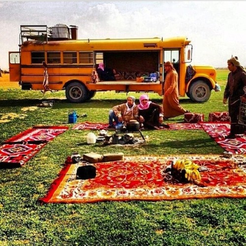 XXX saudiretrocars:  Camping with a school bus! photo