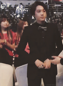 blondejongin:  jongin adjusting his pants then realizing the camera was on him. 