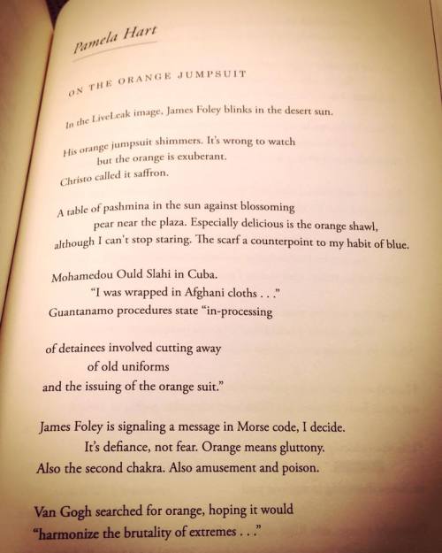 Pamela Hart, “On the Orange Jumpsuit.” Southern Humanities Review 49 no. 4 (Su