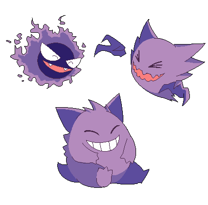 kurokku-tokei:   Laughing Gastly, Haunter and Gengar for Anon~ 