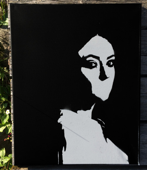 Margot Verger Stencil (2016) Canvas: 50x40 cm  ~ Colours: Black/white/greys ~ 4 Layers Finally finis