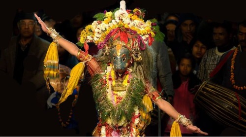 Nepali dancer with Varaha Deva mask, Kartik Natch