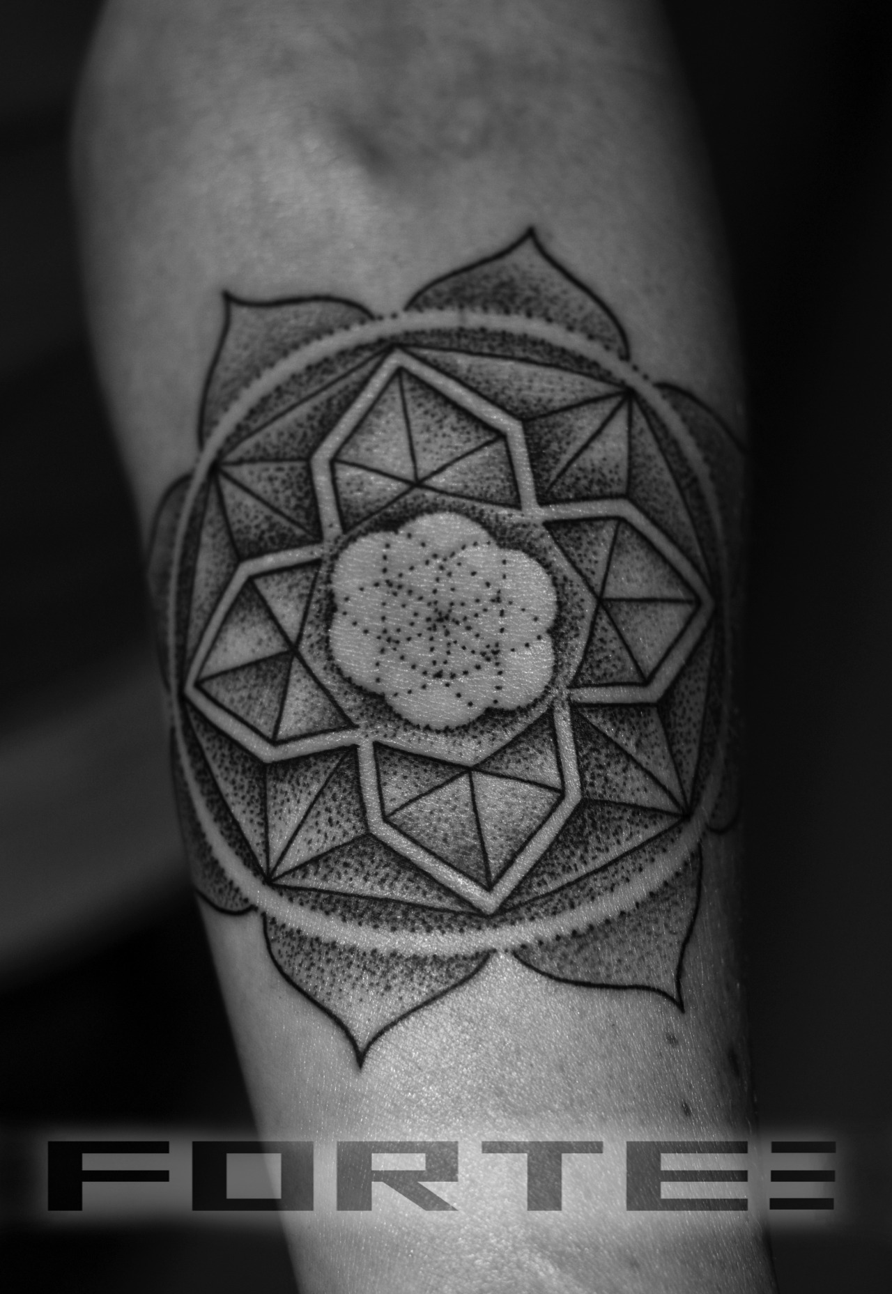 Calf tattoo Sri Yantra triangles of life   INKPEDIA