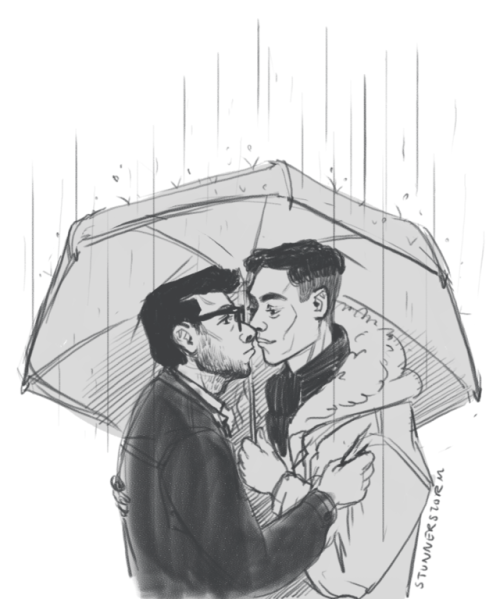 Umbrellas are great for sneaking kisses during work hours !