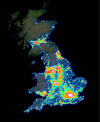 Light pollution map of Great Britain