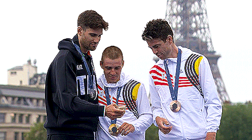 FILIPPO GANNA, REMCO EVENEPOEL & WOUT VAN AERT ‹ Paris 2024 Olympics - Cycling Road: Men's ITT ›