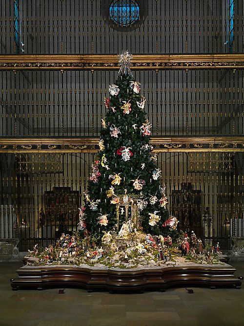 Christmas tree with Neapolitan crèche, 18th - 19th century. Naples, Italy. Buon natale to my italian