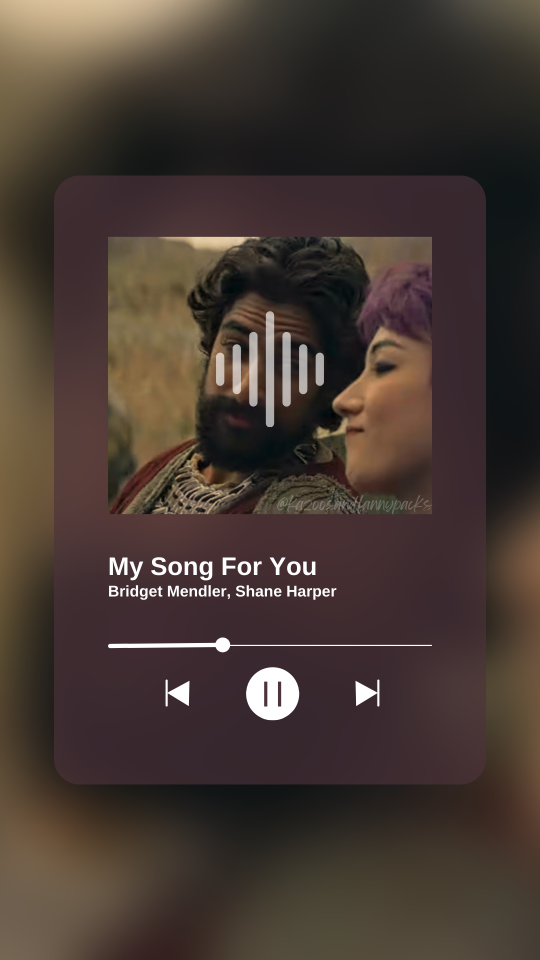 A fake screenshot of a song playing on a music player app. This one shows Ezra smiling at Sabine as the album cover, with the playing track being My Song For You by Bridget Mendler and Shane Harper.