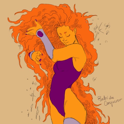 A recurring superheroine that I admire with all my childhood love must be Starfire from the Teen Tit