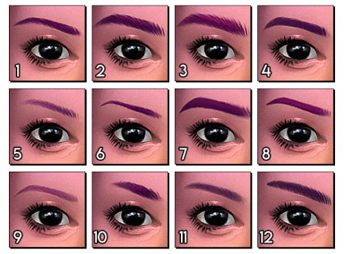 witching hour recolours - eyebrow packs 1+2 by @stretchskeletonindividual files + merged file; also 