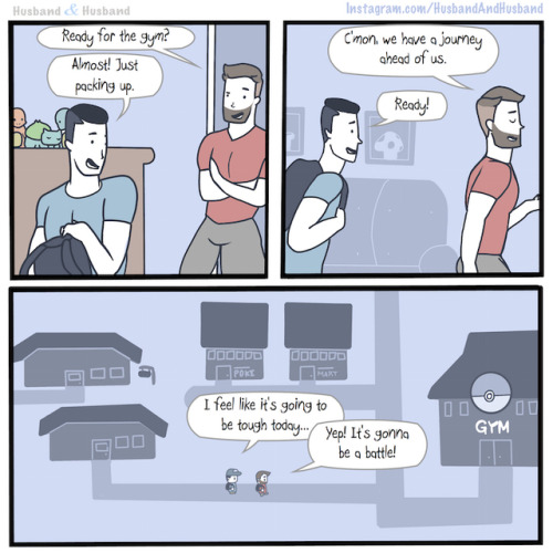 husbandandhusbandcomic:Husband&Husband #86 “My husband loves the gym”