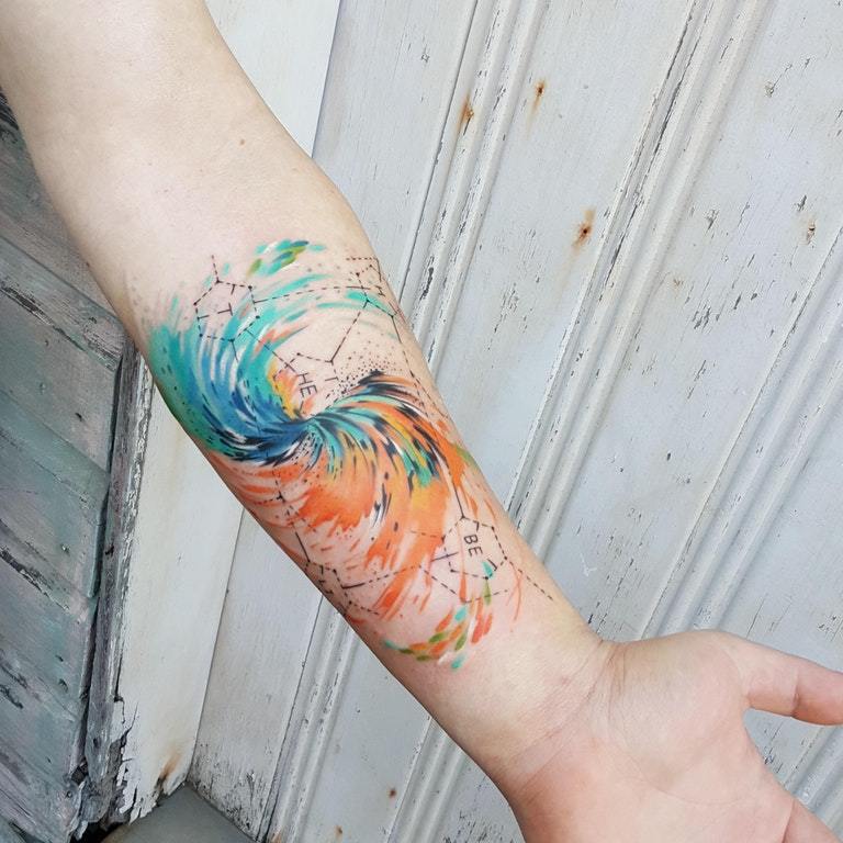 Orange Blue Watercolor Tattoos – Super Tattoo Ideas