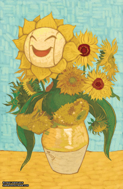 missypena:  Sunflora - Prints | S6 | Redbubble | InPRNT Next in my collection of Art History Pokemon - Sunflora, based on the third version of Vincent Van Gogh’s 1888 Sunflowers series. This is also a piece submitted for Pokéstory 2! 