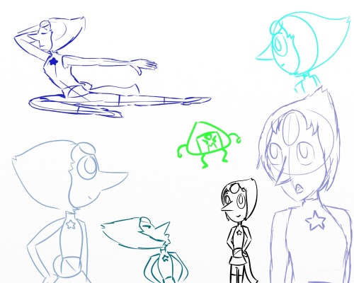 i’ve been practicing drawing a perfect pearl in different ways, then peridot showed up