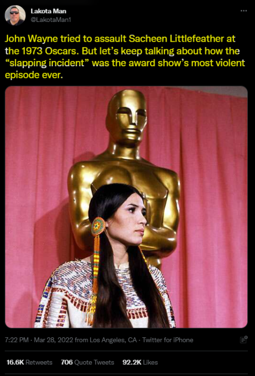 theiconicmeghanmarkle:John Wayne tried to assault Sacheen Littlefeather at the 1973