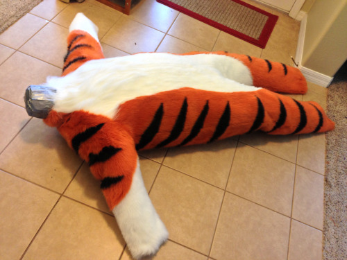 Tiger body done for a full costume we are finishing up for AC2013. All sewn stripes on this guy.  &a